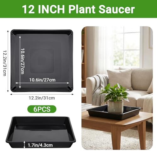 12 Inch Plastic Plant Saucer (12" / Black)