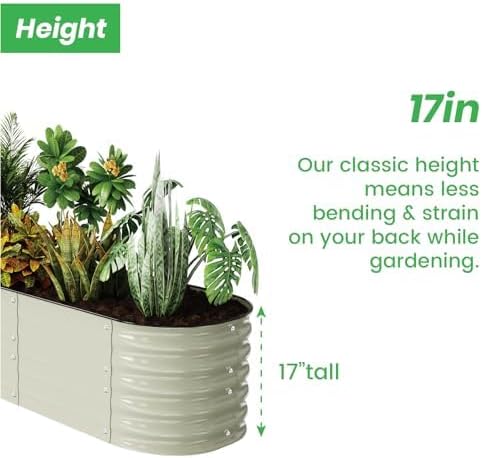 Modular Raised Garden Bed Kit 8×2×1.5FT, Magnesium-Aluminum-Zinc Steel, Rust-Proof & Tool-Free Assembly for Vegetables Herbs Flowers, Patio Backyard Urban Gardening(Beige)