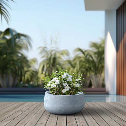 Blue Gray Concrete Planter 18.5" Dia All (Gray / 19.6"w)