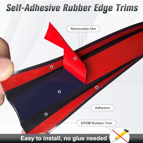 Rubber Edge Trim (Size1"(Fit 15/16"~1-1/16"), L20' / Gloss Black)