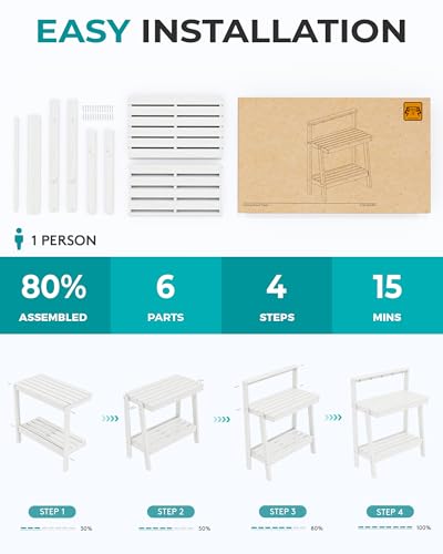 3 Tier Outdoor Potting Bench with Storage (White / Sleek)
