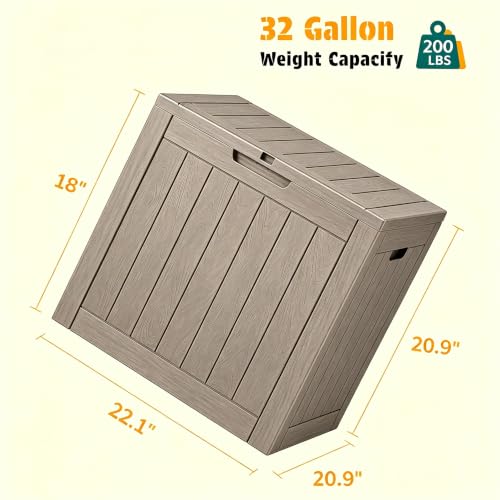 33 Gal Outdoor Storage Box Waterproof Lockable (33 Gallon / Warm Gray)