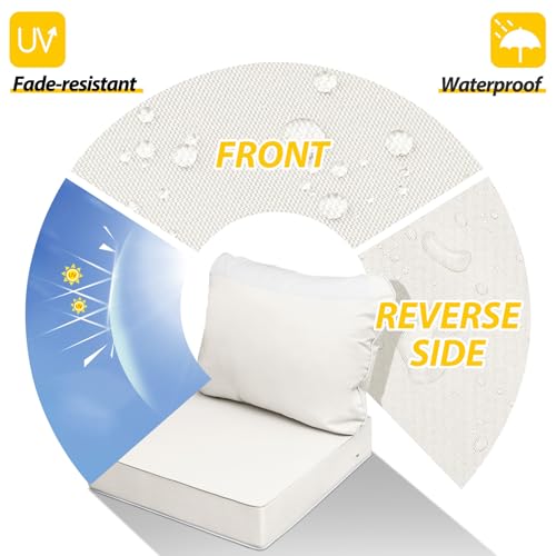 Outdoor Chair Cushions (Linen White / 24"x24"x5" / 24"x19")