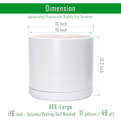 16 Inch Ceramic Planter Pot (XXX-Large / White)