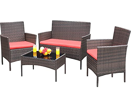 Patio Furniture 4 Pieces Conversation Sets