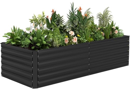 8x4x2ft Outdoor Metal Raised Garden Bed (Black / 8x4x2 FT-1PC)