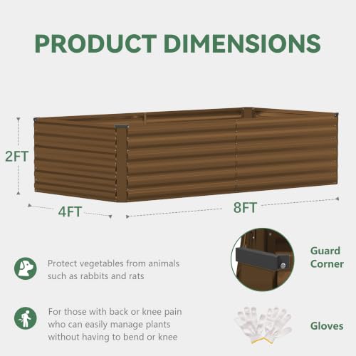 8x4x2ft Raised Garden Bed Outdoor (Brown / 8x4x2 FT-4PC)