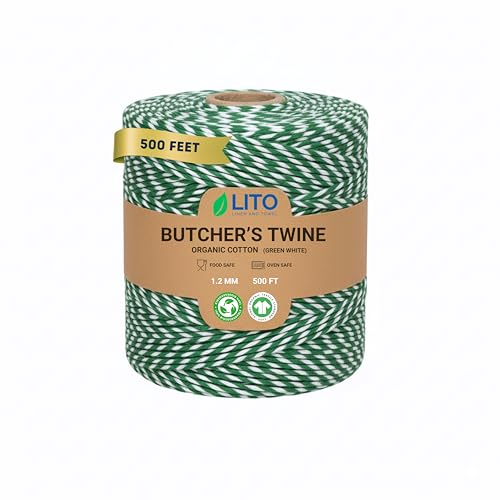 Green & White Cotton Twine 500 Feet (Green White / 12 PLY- 500 FEET- Pack of 1)
