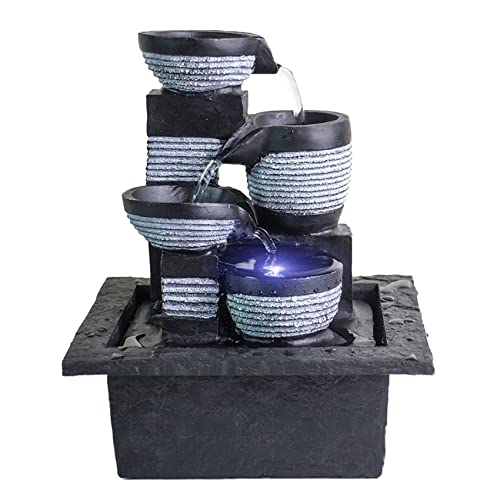 Tabletop Waterfall Fountain (White Clay Pot)
