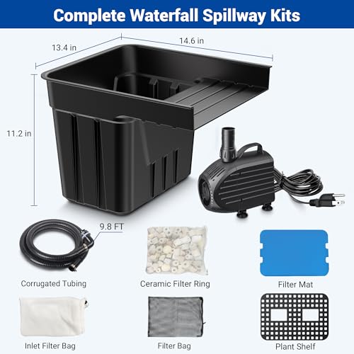 Pond Waterfall Spillway Kit for Ponds Streams up to 3 (Up to 3000 Gallons)