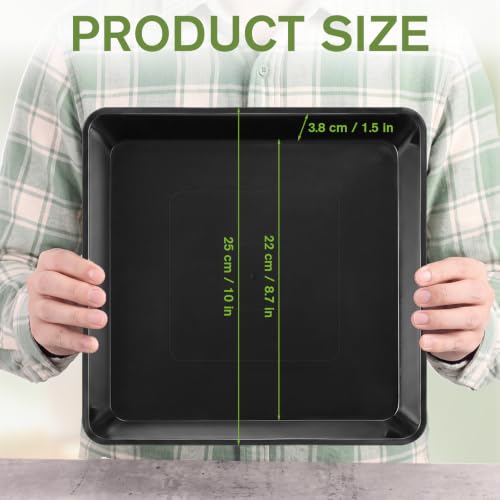 12 Pcs Plastic Plant Saucers Tray (Black / 10 Inch / Square)