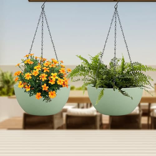 12 inch Large Hanging Planters Plant Pots for Indoor Outdoor Plants (2 Count)