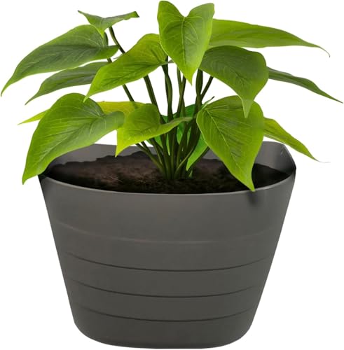 12 Inch Self Watering Wall Planter for Indoor & Outdoor Use (Concrete Gray / 12 inches - WITH PLUG)