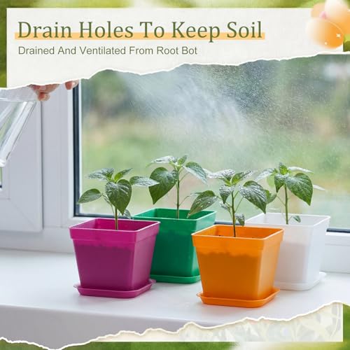 100 Pcs 4 Inch Small Plants Pot Bulk Flower Pots (Fashion Color)
