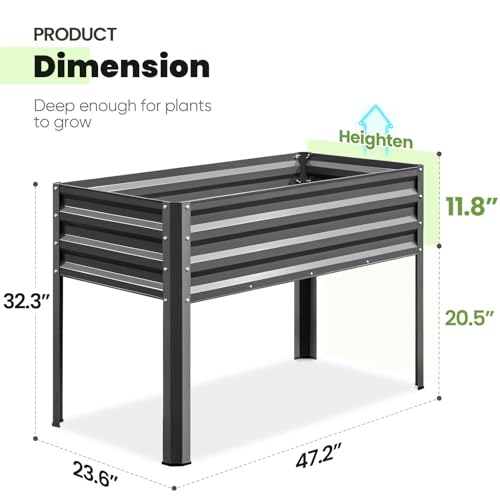 Raised Garden Bed with Irrigation System and Legs 48×24×31.5 in