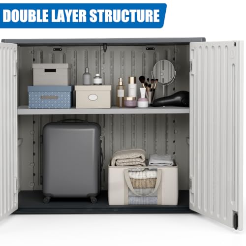 35 Cuft Outdoor Storage Shed with 2 Shelves (White / 35 Cuft/2 Shelves)