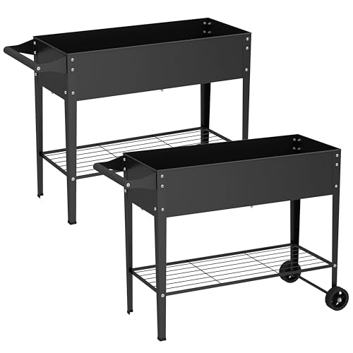 Elevate 2Pcs 32" Tall Raised Garden Bed with Wheel (2 Count)