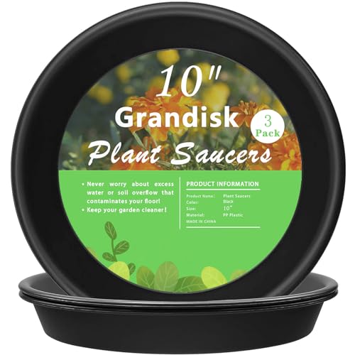 3 Pack Plant Saucer Heavy Duty Sturdy Drip Trays for Indoor and Outdoor (Black / 10 inch)