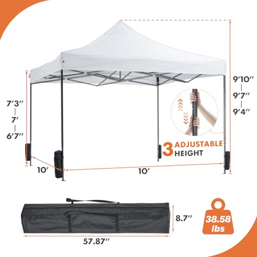 10x10ft Pop Up Canopy Tent (Solid White / 10 x 10 ft)