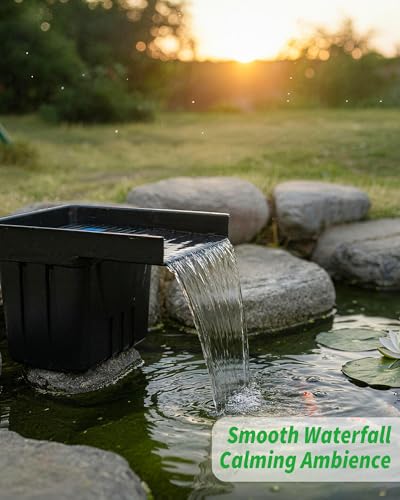 Solar Pond Waterfall with 100W Solar Panel & 1200GPH Pump (100W Solar Powered Up to 2800 Gallons)