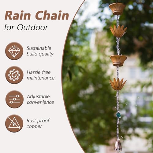 Lotus Rain Chains for Outside (Brass Lotus)