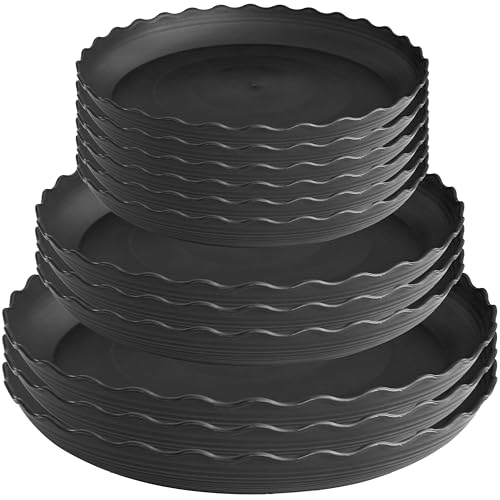 12 Pack of 6 8 10 inch Plant Saucer (6in*6+8in*3+10in*3 / Black)