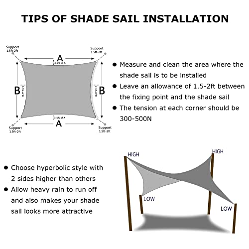 10'X22' Sun Shade Sail Gray Curved Rectangle Customizable (Gray / 10'X22' custom)
