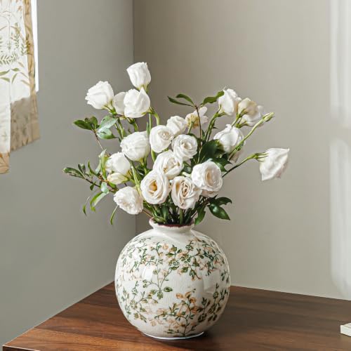 Ceramic Flower Vase for Home Decor (13-green and Beige)