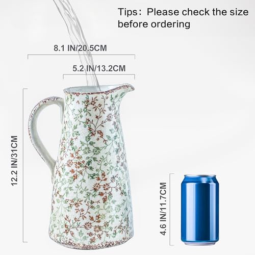 Decorative Pitcher Vase (03-green and Beige-12.2 Inch)