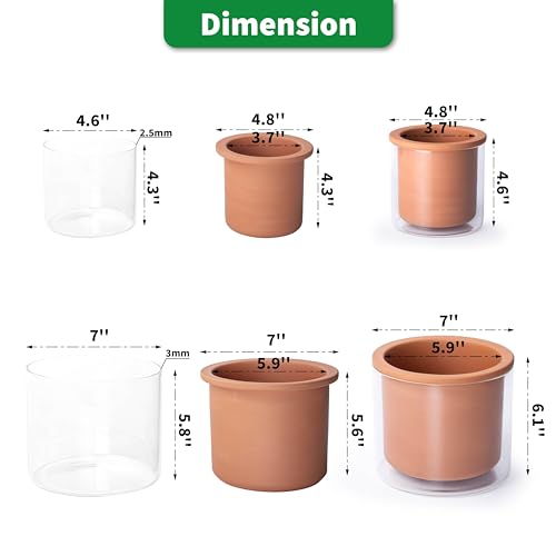 4 Inch 6 Inch Self Watering Plants Pots (4+6 Inch / Terracotta)