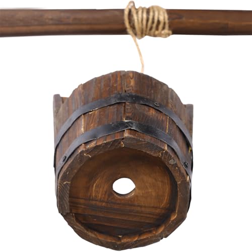 Rustic Wooden Wishing Well Planter Outdoor Home Décor for Patio (20 Inch)