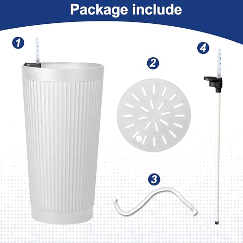Self Watering Tall Planters Set of 2 (White-round Ribbed)
