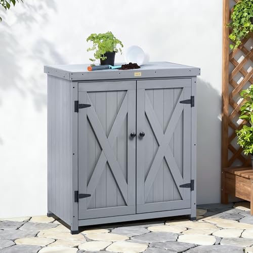 Outdoor Storage Cabinets Weatherproof for Patio (17.7*31.5*36 Inch / Dusty Grey - 2 Door)