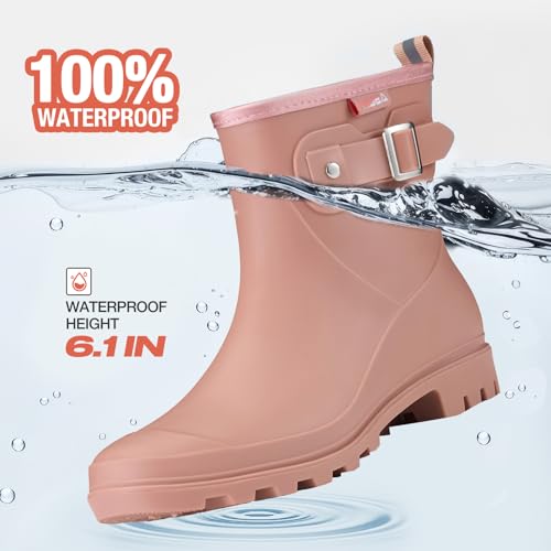 Women's Waterproof Short Rain Boots Ankle Rubber Garden Shoes