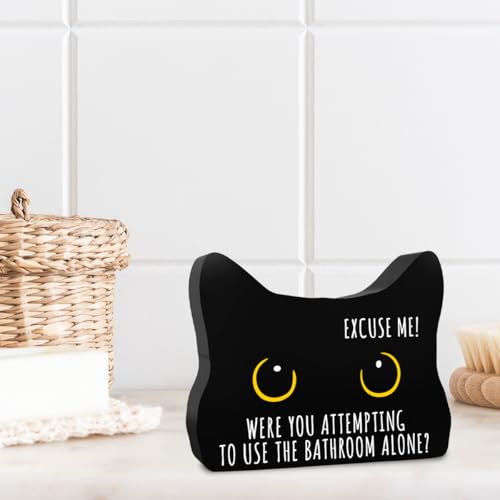Black Cat Decor Cat Bathroom Decor Were you Attempting to Use the Bathroom lone Funny Acrylic Decors Sign for Home Bathrooms Cats Lover Gifts For Women Men Christmas (CatExuseMe)