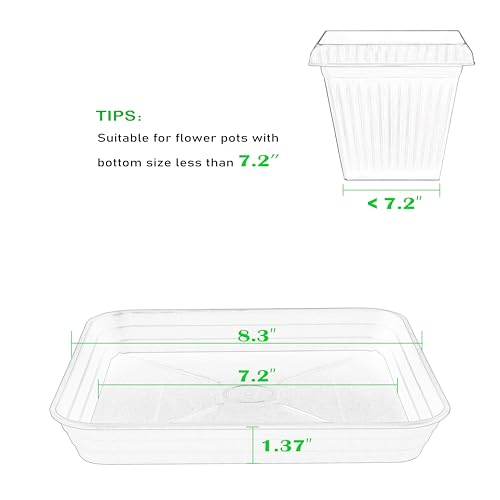 4 Pack Square Plant Saucer Tray 8 inch