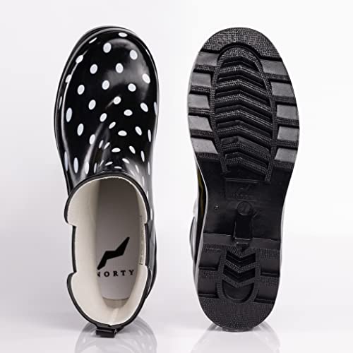 Women's Waterproof Ankle Rain Boots (7 / Black White Dot)