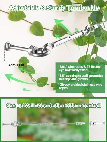 150FT Tensioned Wire Trellis Kit for Climbing Plants Wall Garden Trellis