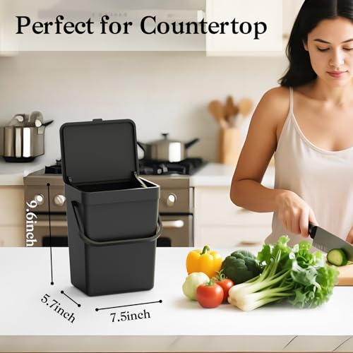 Countertop Compost Bin (Black / 5L-Slide)