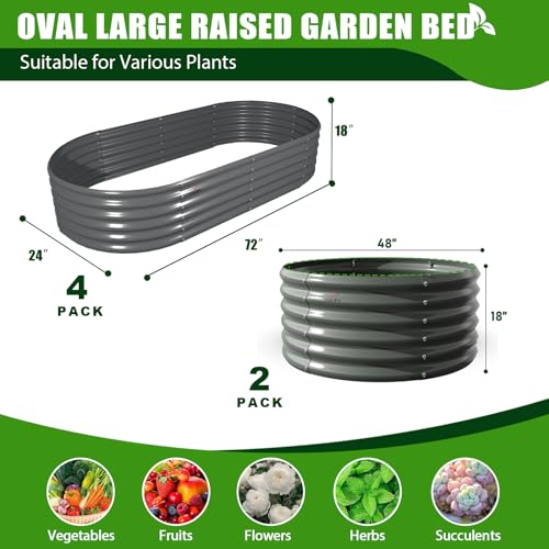 Anleolife 6 Bed 4ft Round & 6x2ft Oval Raised Bed Set (6 Count)