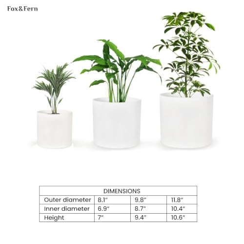 Large Planter for Indoor or Outdoor (Matte White / Set of 3: 8/10/11.8 Inch)