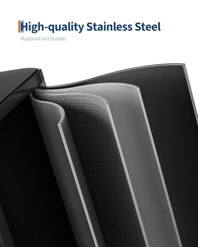2 x 10.6 gal Stainless Steel Double Trash Can with Lid for Kitchen (Matte Black / 2 x 10.6 Gallon)