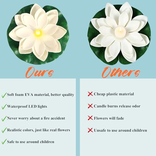 24 PCS Waterproof Floating Lotus Lights (Warm White / 5 inch 24pcs)