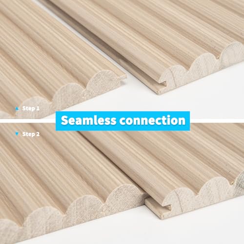 108 x 5.7 in Fluted Wood Wall Paneling for Home Decor (8Pcs-108 x 5.7 Inch / Beaded Ashtree)