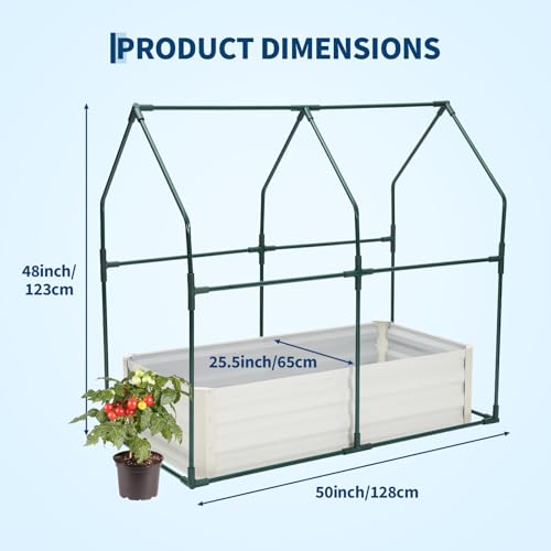 4x2x1 FT Raised Garden Bed with PE Cover & Self (Beige W/ Pe Cover / 4x2x1 ft)