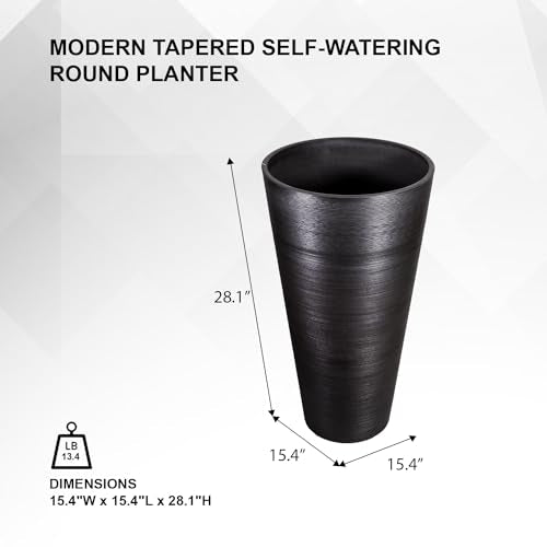 28 Inch Tall Round Tapered Planter (Black / 28" H)