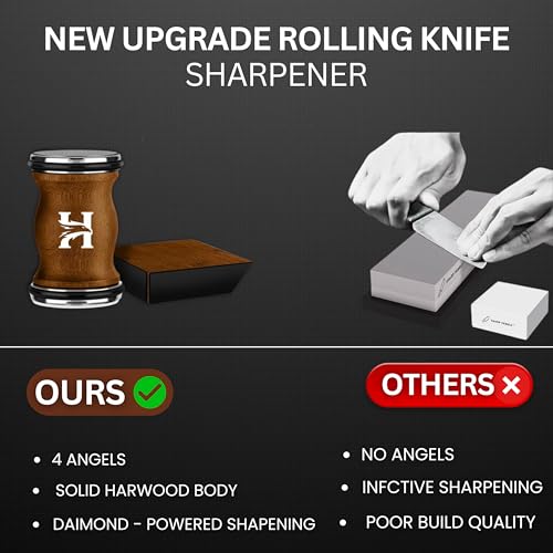 Rolling Knife Sharpener Kit with Diamond & Ceramic Disc (Dark Brown)
