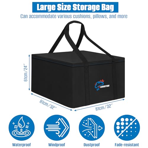 32in Outdoor Cushion Storage Bag (Black / 31.9x31.9x24in)