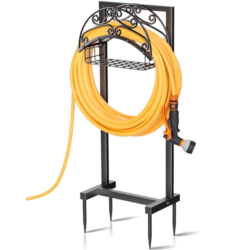 Garden Water Hose Holder with Storage Basket for Outside