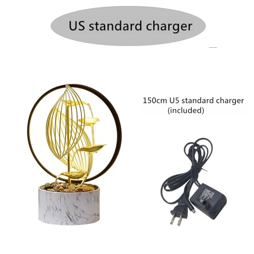 15 Inch Gold LED Metal Tabletop Water Fountain (Fssq)